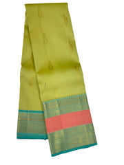 Light Olive Kanjivaram Saree with Sea Green Zari Pallu