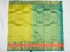 Light Olive Kanjivaram Saree with Sea Green Zari Pallu