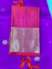 Indigo Kanjivaram Saree with Gold Zari Pallu