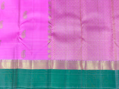 Neon Pink Kanjivaram Saree with Pine Green Border