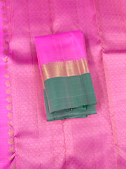 Neon Pink Kanjivaram Saree with Pine Green Border