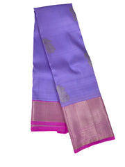 Lavender Kanjivaram Saree with Carnation Pink Border