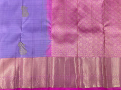 Lavender Kanjivaram Saree with Carnation Pink Border