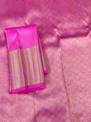 Lavender Kanjivaram Saree with Carnation Pink Border