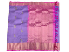 Lavender Kanjivaram Saree with Carnation Pink Border