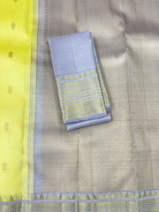 Marigold Yellow Kanjivaram Saree with Grey Border