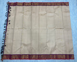 Beige Kanjivaram Saree with Purple Border
