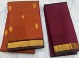 Rust Orange Kanjivaram Saree with Maroon Border