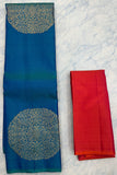 Peacock Blue Kanjivaram Saree with Orange Pallu