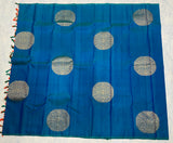 Peacock Blue Kanjivaram Saree with Orange Pallu
