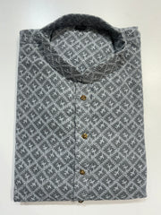 Gray Chikankari Mens Kurta Set - MIRASILKS Gray Chikankari Mens Kurta Set
