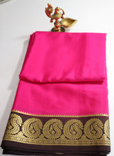 Blush Pink Mysore Pure Silk Saree With Paprika Red Border