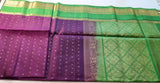 Purple Soft Silk Saree with Green Pallu