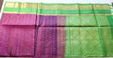 Purple Soft Silk Saree with Green Pallu