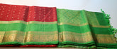Maroon Red Soft Silk Saree with Green Pallu