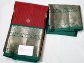 Maroon Red Kanjivaram Saree with green Border