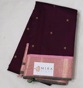 Coffee Brown Kanjivaram Saree with Baby Pink Border