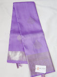 Lavender Kanjivaram Silk Saree with Silver border & Pallu