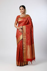 Red Kanjivaram Saree with Golden Border