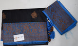 Black Banarasi Tussar Silk Saree with Copper Zari