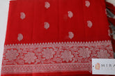 Chilli Red Banaras Chiffon Saree With Silver zari
