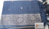 Gray Banaras Chiffon Saree With Silver zari
