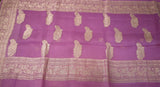 Purple Banaras Chiffon Saree With Silver zari