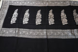 Black Banaras Chiffon Saree With Silver zari