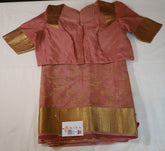 Coral Pink Mysore Pure Silk Saree with Zari border