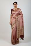Dusty Rose Pink Banaras Katan Silk Saree