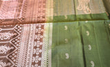 Dark Moss Green Soft Silk Saree with Brown Pallu