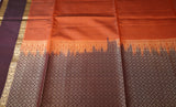 Rust Orange Retta Pettu Soft Silk Saree with Coffee Brown Pallu