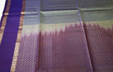Gray Retta Pettu Soft Silk Saree with Purple border & Pallu