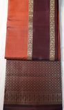 Rust Orange Retta Pettu Soft Silk Saree with Coffee Brown Pallu