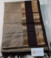 Mosss Green Retta Pettu Soft Silk Saree with Coffee Brown border & Pallu