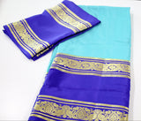 Pure Mysore Silk Teal color Saree With Royal blue Border - Silk Mark Certified