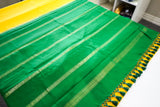 Pure Mysore Silk yellow color Saree With small Green Border - Silk Mark Certified