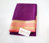 Pure Mysore Silk Purple color Saree With Pink Border - Silk Mark Certified
