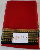 Pure Mysore Silk Red color Saree With Black border - Silk Mark Certified
