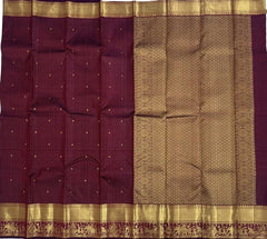 Royal Procession Border with Maroon Checked body Kanjivaram Saree