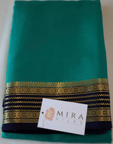 Pure Mysore Silk Sea Green color Saree With Navy Blue border - Silk Mark Certified