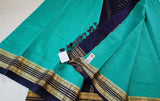 Pure Mysore Silk Sea Green color Saree With Navy Blue border - Silk Mark Certified