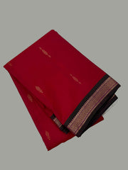 Neon Orange Kanjivaram Saree with Purple Pallu