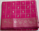 Blush Pink Semi Banaras saree with silver design border