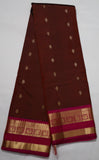 Brown Kanjivaram Saree with Blush Pink and Golden Zari Border