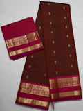 Brown Kanjivaram Saree with Blush Pink and Golden Zari Border