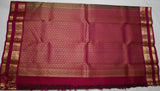 Brown Kanjivaram Saree with Blush Pink and Golden Zari Border