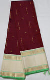 Maroon Kanjivaram Saree with Beige and Gold Border