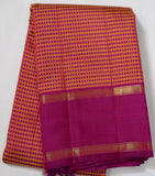 Orange Kanjivaram Saree with Pink Border