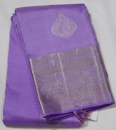 Lavender Kanjivaram Saree with Silver Zari Border